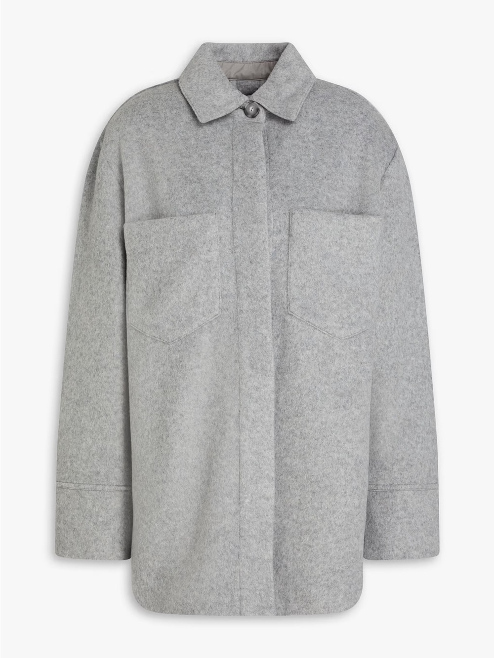 Vince Light Gray Wool-Blend Shirt Jacket